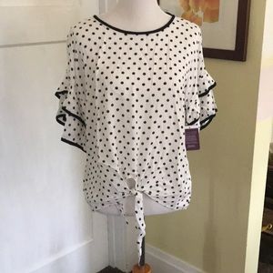 Black & White polka dot blouse Medium